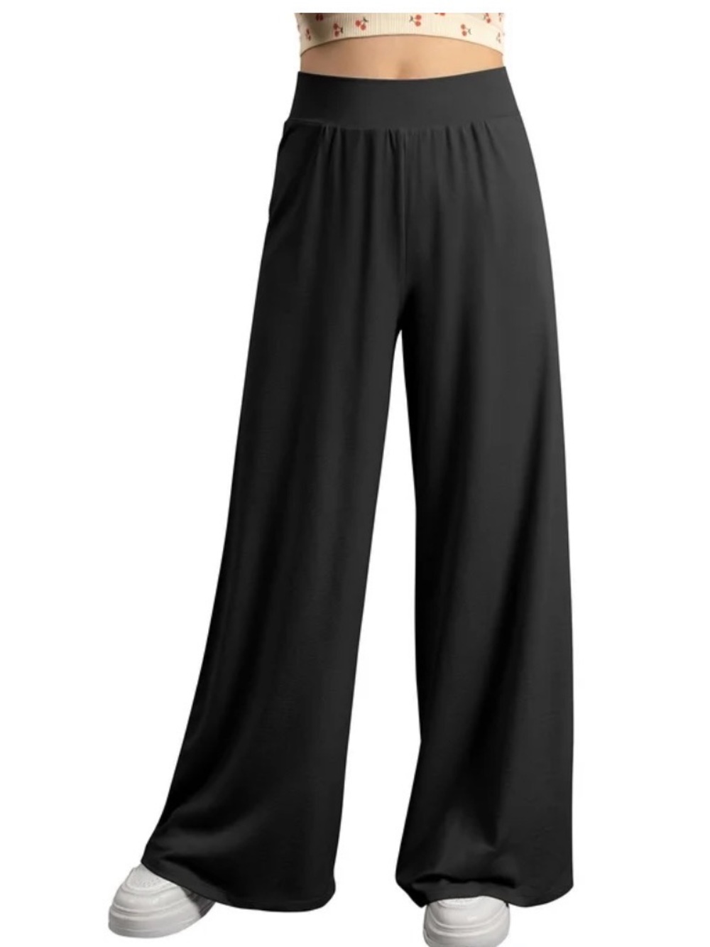 NEW OQQ Wide-Leg Black Lounge Pants